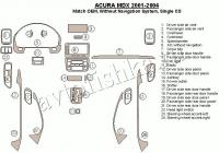 Декоративные накладки салона Acura MDX 2001-2004 без навигации система, Single CD, 24 элементов. Соответствие OEM