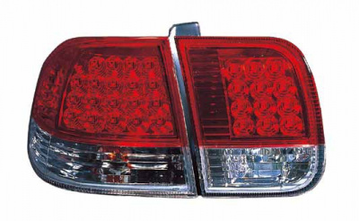 Honda Civic, Ferio (96-98) фонари задние светодиодные красно-хромированные, комплект лев. + прав.